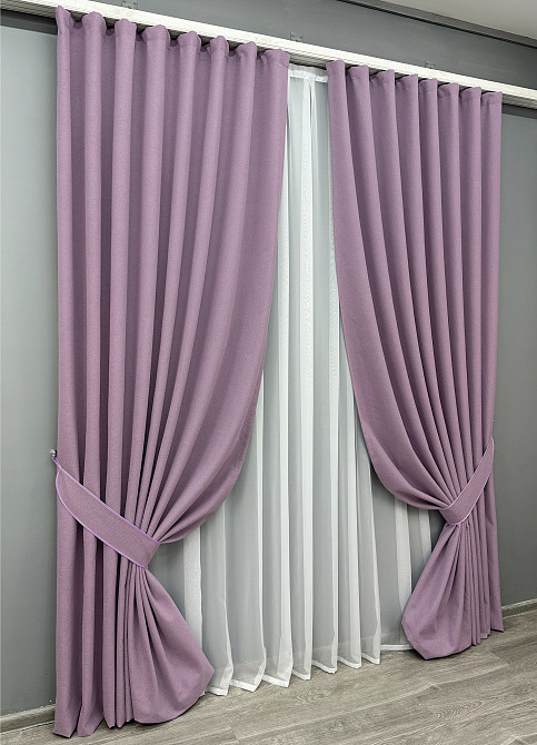 Комплект готових штор VR-Textil Блекаут двосторонній ASHEN NIGHT № 1844ш Бузковий 150х270 см 2 шт (33-0881) Київ - фото 3