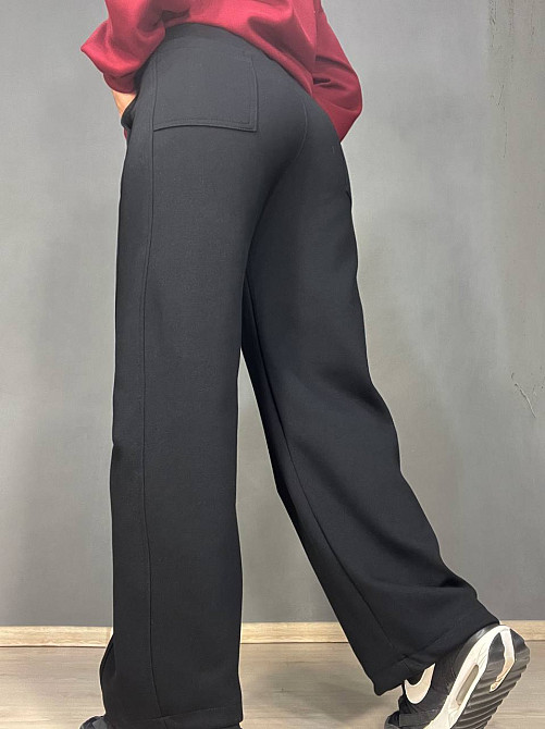 Штани жіночі A-N 25061 спортивні широкі Baggy з кишенями та шнурком трикотажні чорні, чорний, XL Київ - фото 8