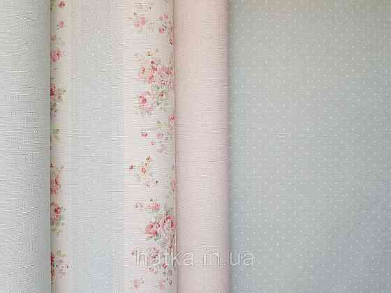 Шпалери вініл на флізеліні A.S.Creation Maison charme 0.53x10 у крапку в горошок білі на блакитному Київ