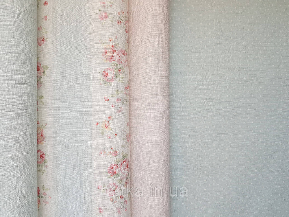 Шпалери вініл на флізеліні A.S.Creation Maison charme 0.53x10 у крапку в горошок білі на блакитному Київ - фото 3