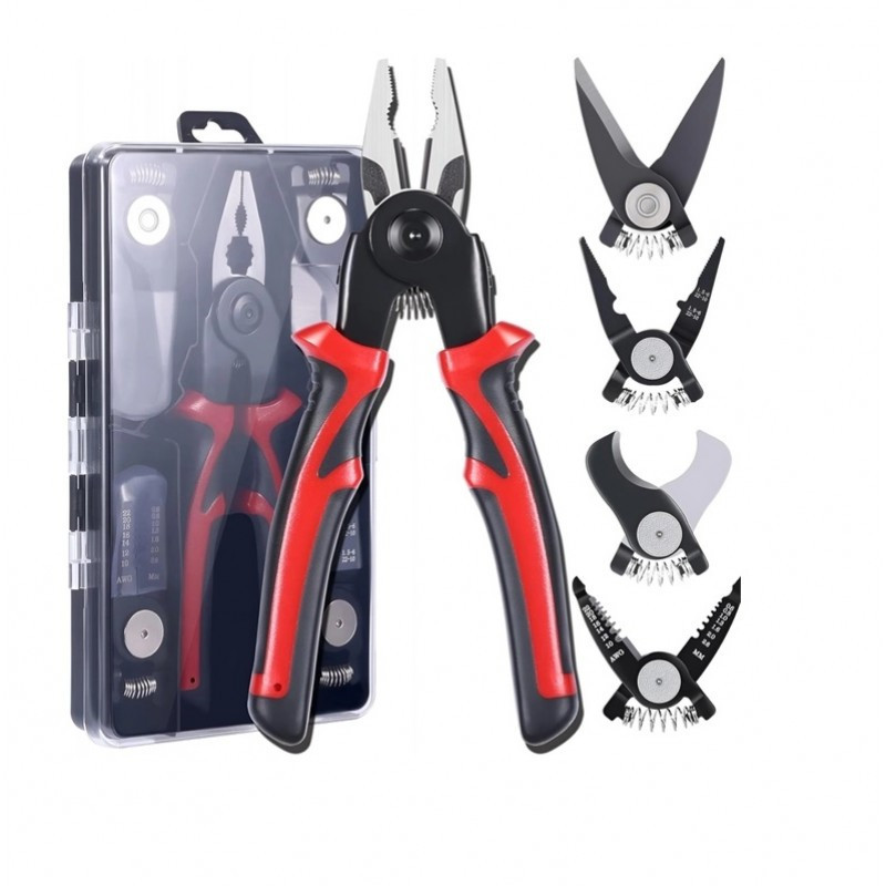 Многофункциональные плоскогубцы 5 в 1, сменные головки, нержавеющая сталь, длина 20 см, резка проводов до 6 мм Одесса - изображение 2