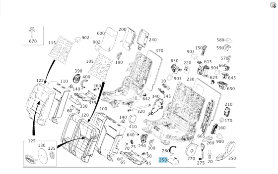 Mercedes-Benz  A1669214100 9051 Ліва кришка каркаса заднього лівого сидіння чорна GL/GLS X166 Одеса