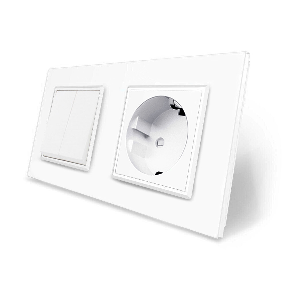 LIVOLO Двоклавішний вимикач з розеткою Livolo білий скло (VL-C7C1EUK2-11) Коломия - фото 4