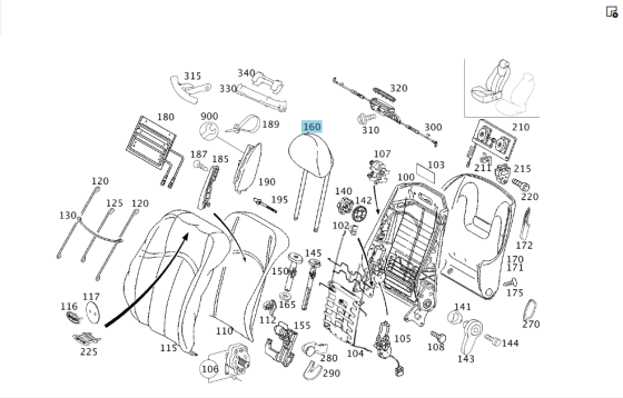 Mercedes-Benz  A2119707550 9D16 Підголовник переднього сидіння шкірозамінник колір антрацит E-class W211 E-class S211 Одеса