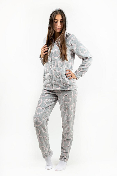 Домашний теплый костюм   (пижама) женский серый 