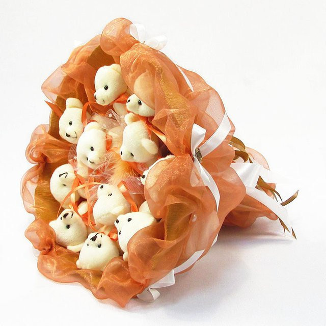 Букет з м'яких іграшок 11 ведмедиків 5283IT теракотовий Вінниця - фото 1