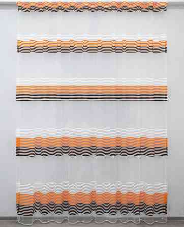 Тюль фатин полоси, колекція "Терція" колір молочний з помаранчевим та венге 1307т Київ