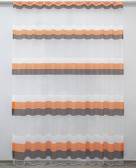 Тюль фатин полоси, колекція "Терція" колір молочний з помаранчевим та венге 1307т Київ - фото 3