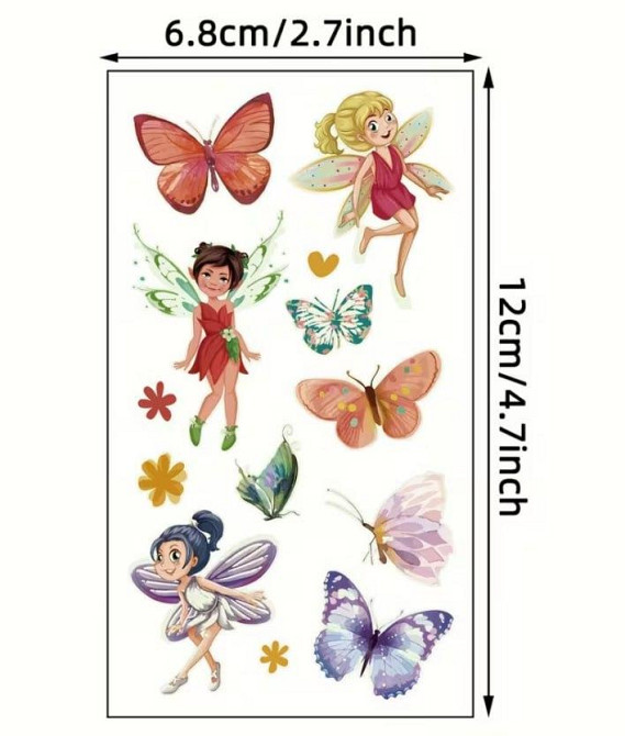 Набор из 10 световых тату-наклеек «Феи и бабочки» | 110 ярких детских татуировок, светящихся в темноте Киев - изображение 3