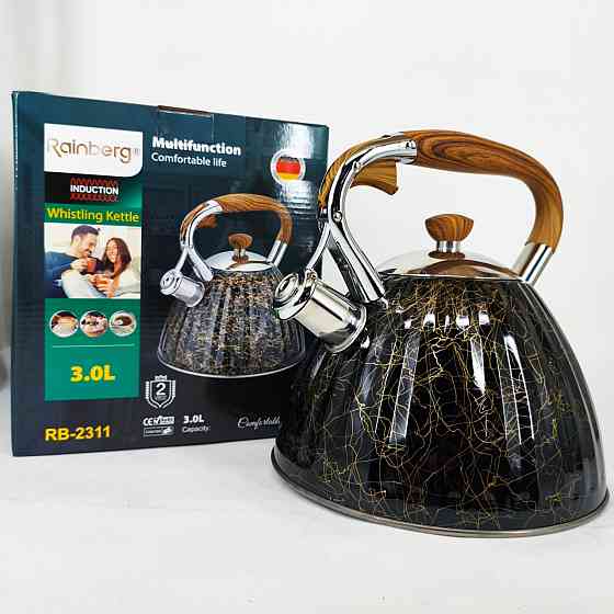 Якісний металевий чайник Rainberg RB-2311 3л, Чайник з одинарним дном Звичайний зі свистком FG-49 Івано-Франківськ
