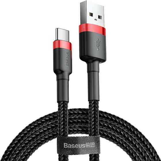 Кабель Baseus Cafule Cable USB For Type-C 2A 3m Red+Black Київ
