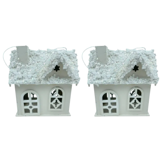 Dashuri Набір декоративних новорічних будиночків з дерева 5×10×12 (см) ялинкова підвіска Молочн Коломия
