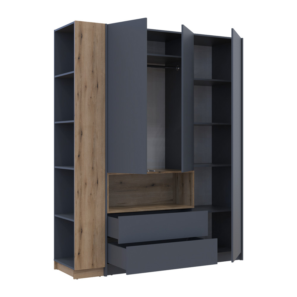 Шафа для одягу з нішою та етажеркою Doros Дейл Графіт/Дуб Евок 3 ДСП 178х52х220 DRS-011736 (42005156) Львів - фото 7