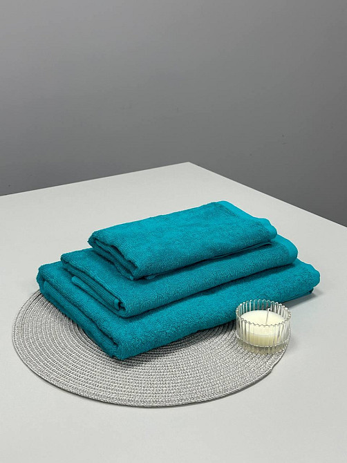 Рушник однотонний Ideal Textile 50х90 см 400 г/м2 бірюзовий (56860990) Чернівці - фото 6