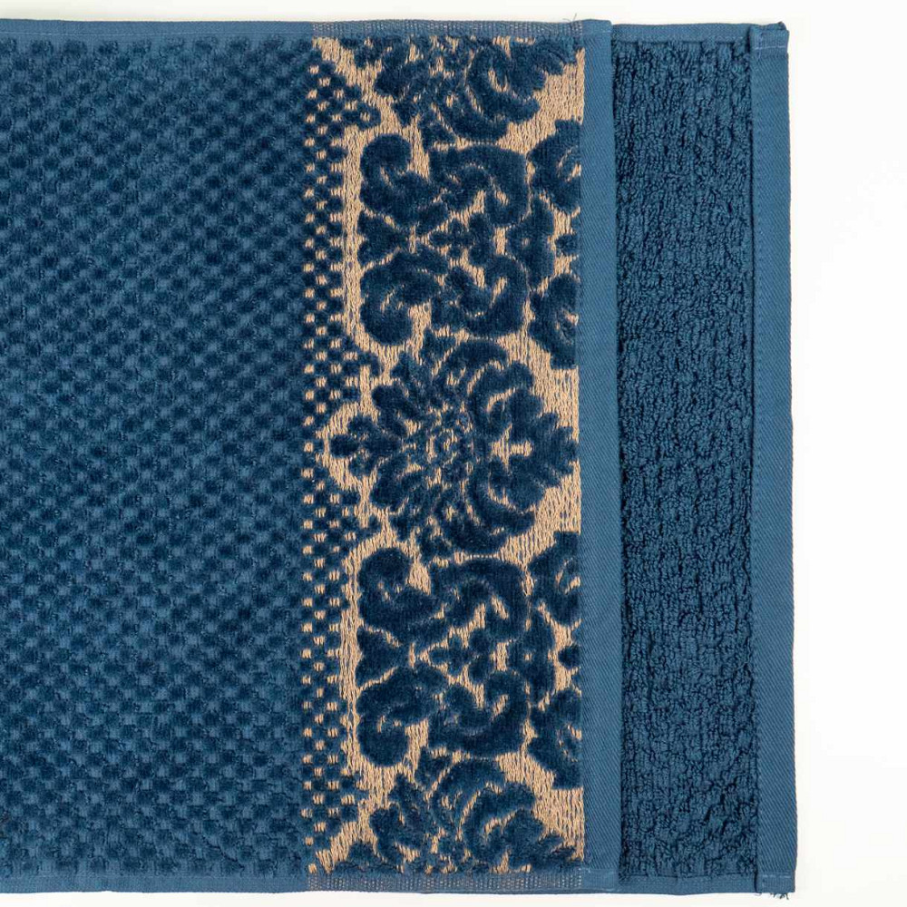 Рушник махровий для обличчя та рук 40x70см Damask Преміум якості Жакардове з велюром 550г/м2 (Темно-Синій) Суми - фото 5