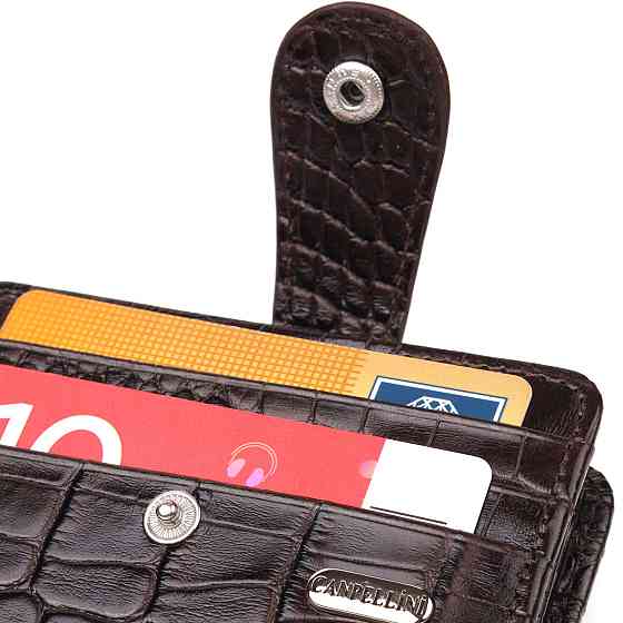 Интересный кошелек для мужчин из натуральной кожи с тиснением под крокодила CANPELLINI 21689 Коричневый Киев