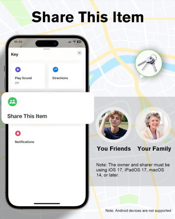 Смарт-трекер Hauibela weTag mini для пошуку речей, Apple Find My, Bluetooth до 50 м, звуковий сигнал, CR2032, iOS Київ