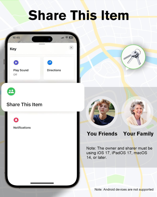Смарт-трекер Hauibela weTag mini для пошуку речей, Apple Find My, Bluetooth до 50 м, звуковий сигнал, CR2032, iOS Київ - фото 6
