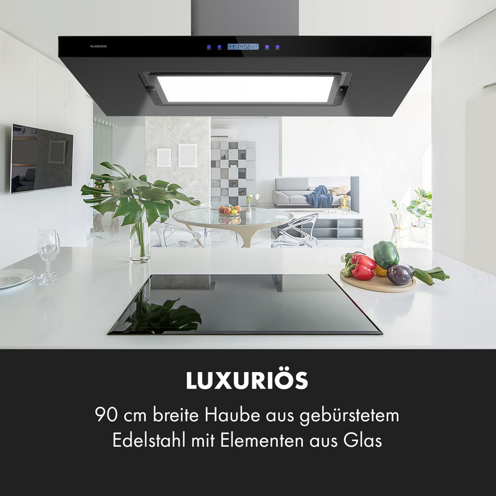 Островная вытяжка Valeria Brilliant Edition 90см 643м³/ч touch EEC B LED стекло нержавеющая сталь черный Ровно - изображение 8