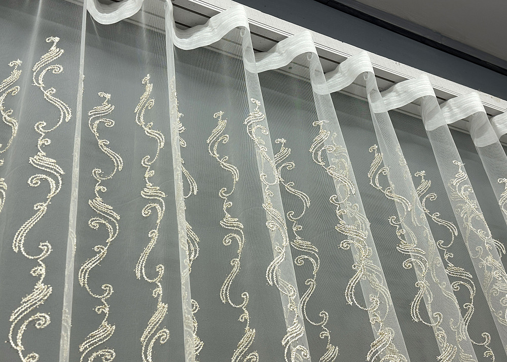 Тюль фатин с вышивкой Корд и люрексом Цвет молочный с золотистым 1852т Киев - изображение 7