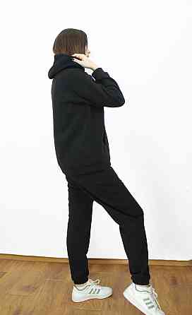 Костюм женский теплый спортивный на флисе кофта на змейке Черный 50/52 Харьков