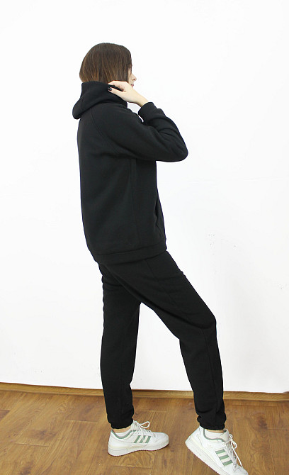 Костюм женский теплый спортивный на флисе кофта на змейке Черный 50/52 Харьков - изображение 3