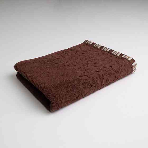 Махровое полотенце с орнаментом GM Textile 50х90см 400г/м2 (Коричневый) Сумы