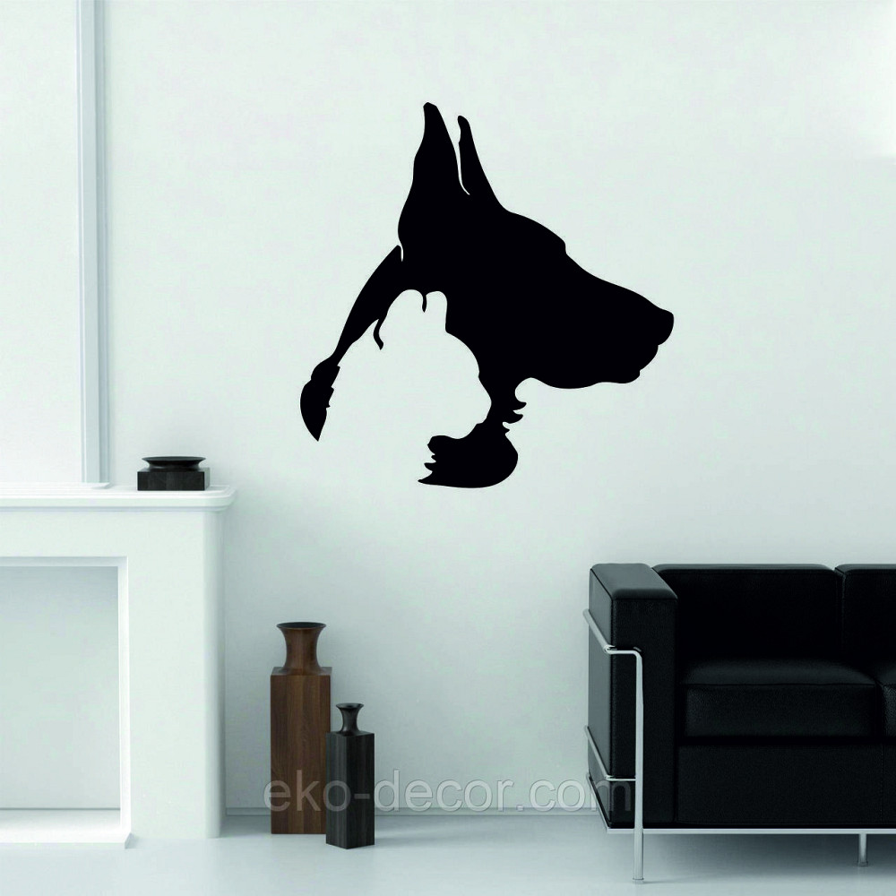 Декоративное настенное Панно «Силуэт кот пес», Декор на стену 70*67 см, Черный Киев - изображение 2