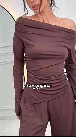 Женский стильный повседневный костюм микродайвинг Шоколад, 44/46 Одесса