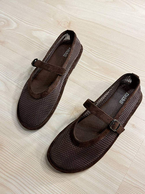 Балетки жіночі Meideli W5231-8 Mary Jane сітка з ремінцем коричневі, 38, 24,5 см Київ - фото 7