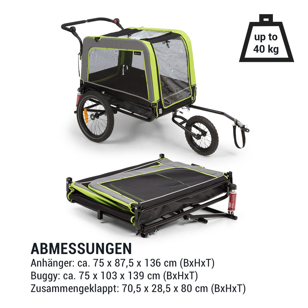 Прицеп для перевозки собак Husky Vario 2-в-1 Багги для собак около 240 л 600D Оксфорд зеленый зеленый Ровно - изображение 7