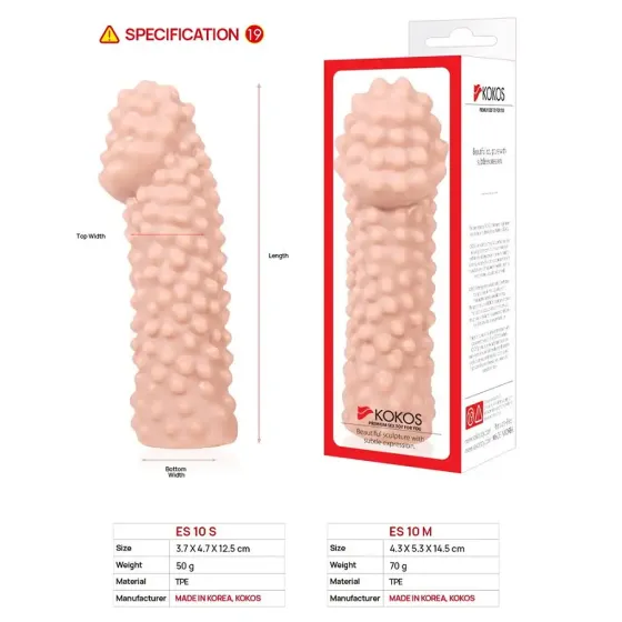 Насадка на член Kokos Extreme Sleeve ES.10 розмір S, потовщувальна, стимулювальний рельєф Львів