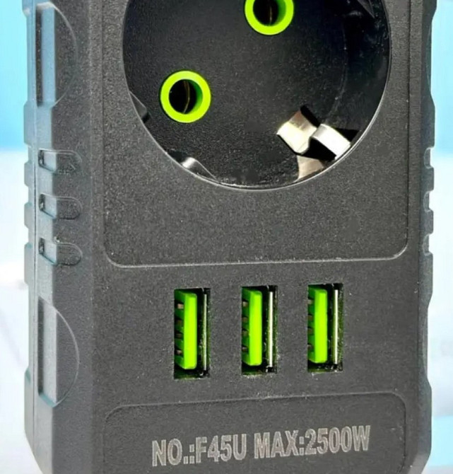 Подовжувач UA Power F45U на 5 розеток, 3USB, 6 м, чорний Вінниця - фото 2