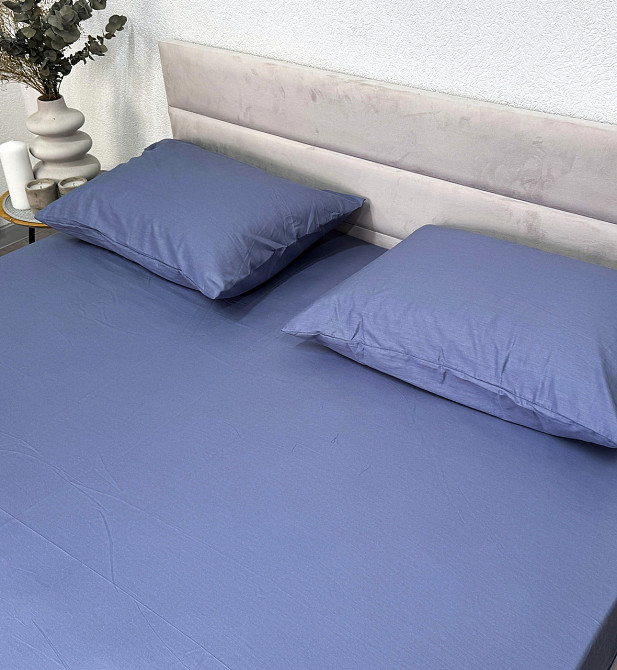 Ecotton Простирадло на резинці Ecotton 180х200 см із сатину (арт. 15-5205 Aqua Grey) синій Коломия - фото 5