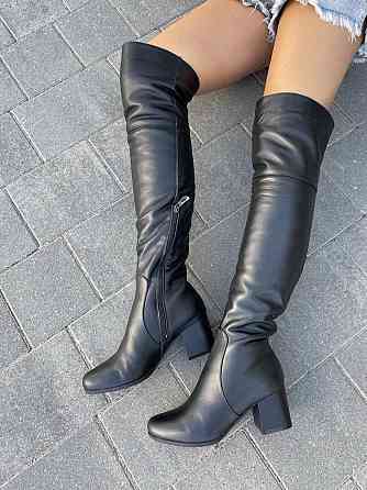 Nivelle Ботфорты женские NIVELLE черные натуральная кожа зима евро-хутро высота 50 см каблук 6 Коломыя