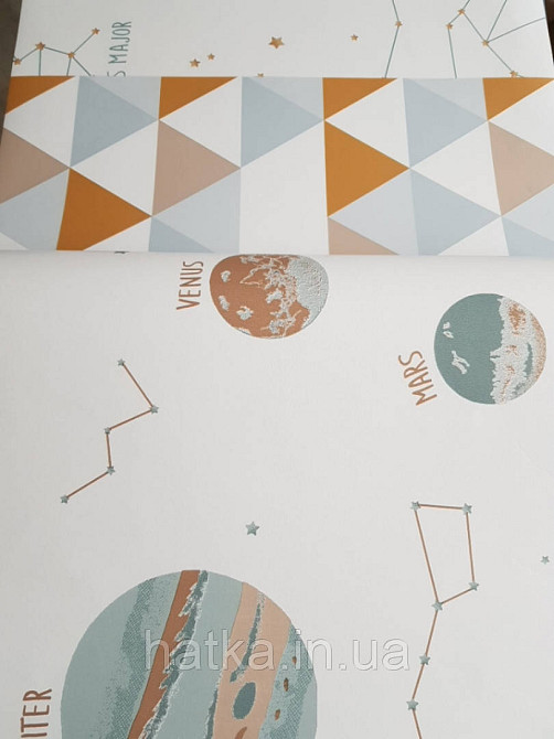 Детские флизелиновые обои Caselio Our Planet космос планеты звезды надписи на белом фоне Киев - изображение 2