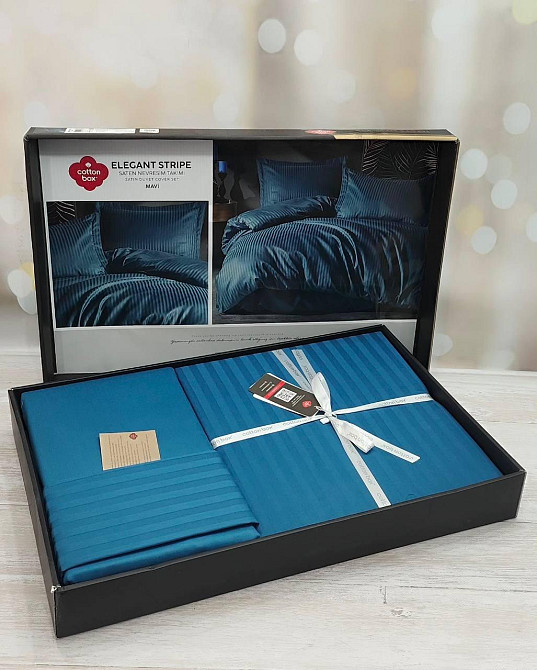 Постільна білизна у смужку (подарунковий набір) (р240х260) (Туреччина) Одеса - фото 6