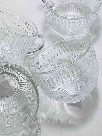 Набір кухлів чайний 6 шт Olens "Ковентрі" 400 мл скло прозоре вінтаж для дому ресторану Київ