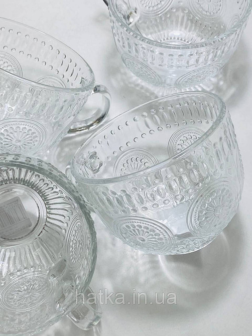 Набір кухлів чайний 6 шт Olens "Ковентрі" 400 мл скло прозоре вінтаж для дому ресторану Київ - фото 5