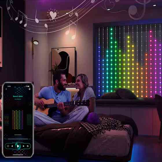 Смарт гирлянда штора от USB,2x2м,SFK 07,Разноцветная SBR Киев