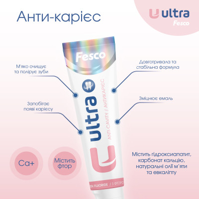 Зубна паста Fesco Ultra Anti-Cavity Антікарієс 100 мл (4820204701963) Вінниця - фото 3