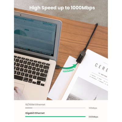 Переходник USB 3.0 to Ethernet RJ45 1000 Mb CR111 Black Ugreen (20256) Винница - изображение 2