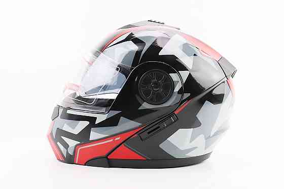 Шолом модуляр, закритий з відкидним підборіддям+відкидні окуляри BLD-159 L (59-60см), ЧОРНО-ЧЕРВОНИЙ Киев