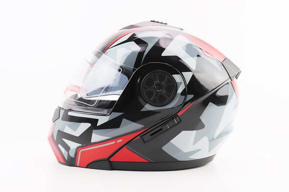 Шолом модуляр, закритий з відкидним підборіддям+відкидні окуляри BLD-159 L (59-60см), ЧОРНО-ЧЕРВОНИЙ Київ - фото 4