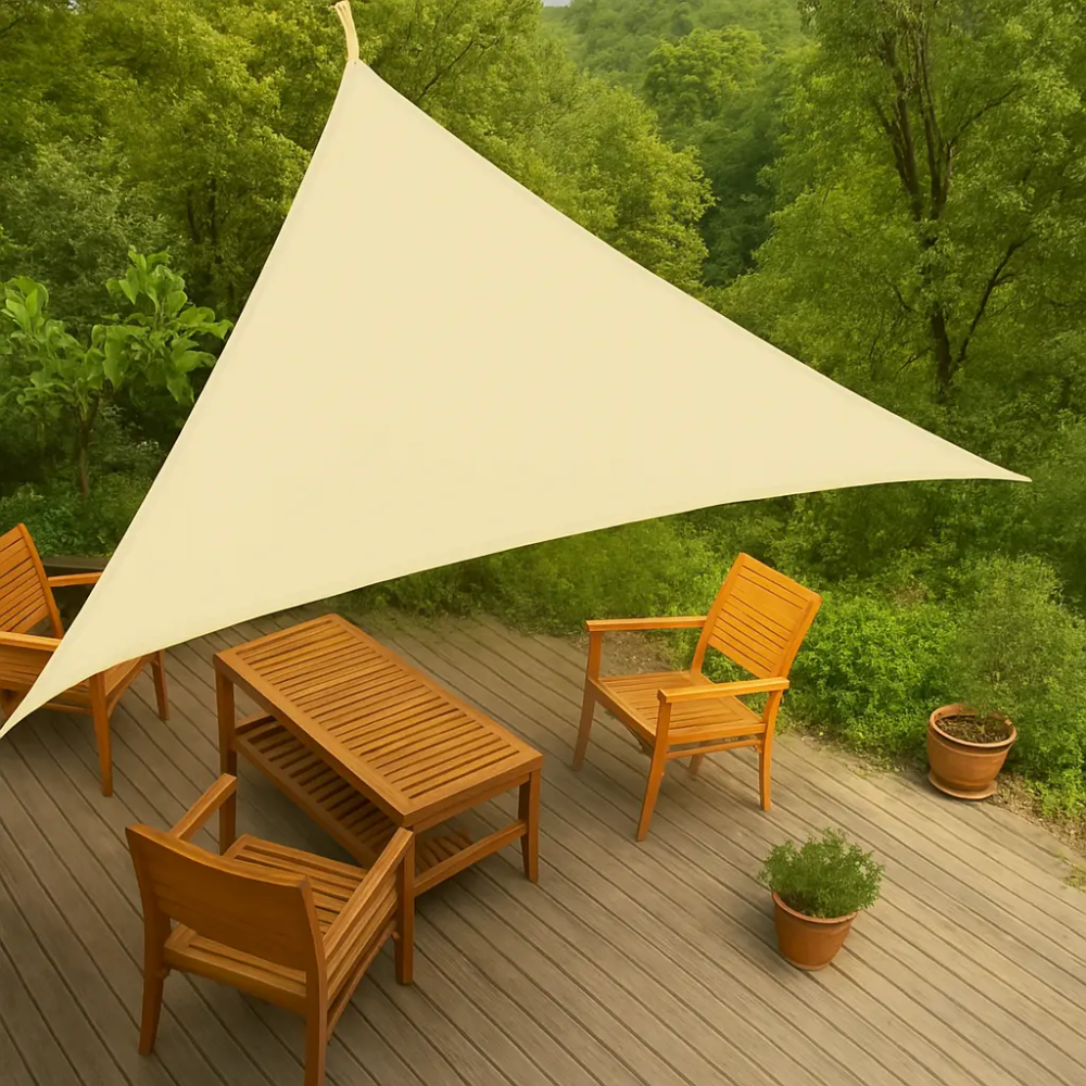 Тент навіс затінюючий Tentorium трикутний 4х5х6.4м Сітка (Бежевий) Вінниця - фото 2