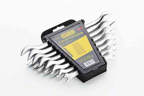 Набір рожкових ключів CrV 6x7 - 20x22 мм, 8 шт, СИЛА Харків