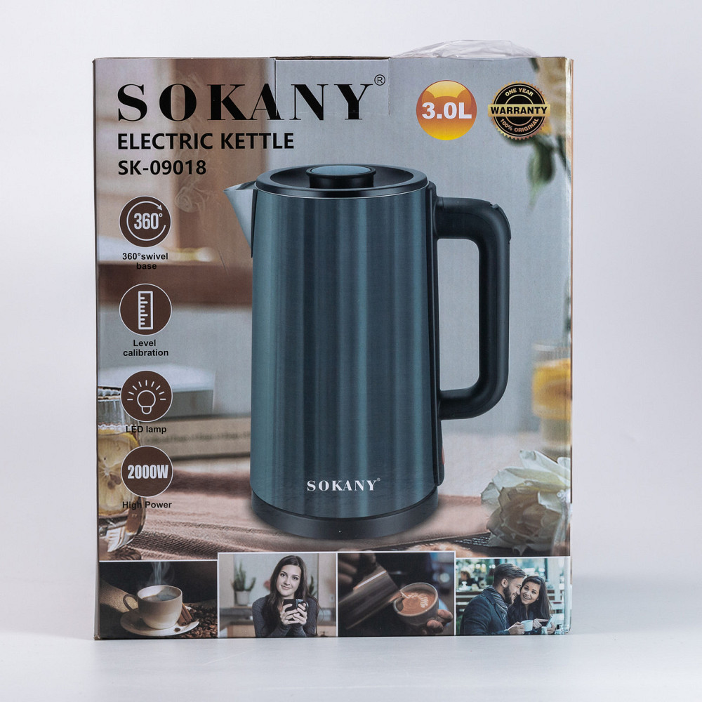 Електрочайник Sokany 3 літри Зелений SK-09018GR Київ - фото 20