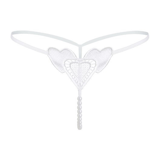 Трусики с бусинками и сердечками универсальный белый Киев - изображение 1