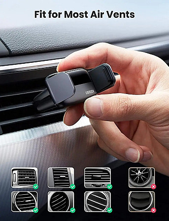 Автодержувач UGreen універсальний 360 градусів Air Vent Mount LP120 (Чорний) Миколаїв - фото 4