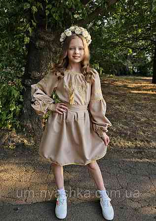 Детский платье вышиванка с ласточками и колосками 